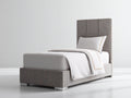 Lit simple - Tissu - 205x105x120 cm - Gris - Moderne