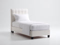 Lit simple - Similicuir - 203x98x108 cm - Crème - Moderne