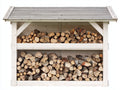 Abri à bûches-Bois-198x76x158 cm-Blanc-Gris-Style rustique