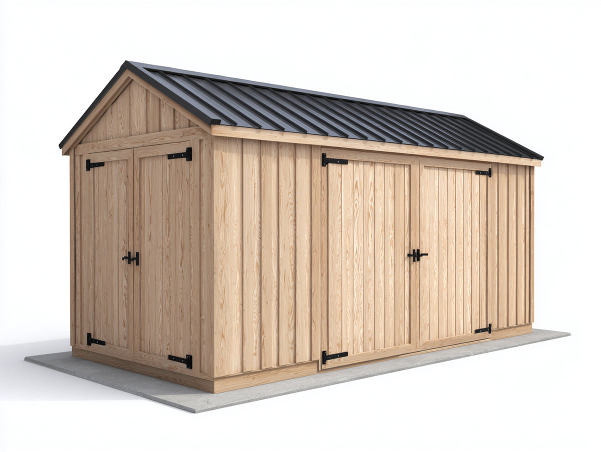 Abri de jardin-Bois-340x220x245 cm-Bois naturel-Noir-Style traditionnel