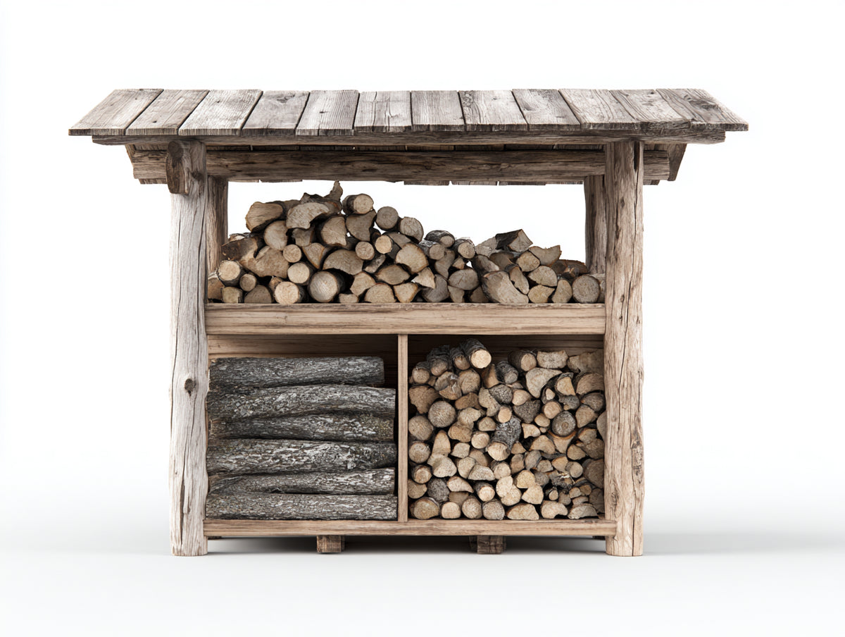 Abri à bûches-Bois-162x72x150 cm-Bois naturel-Style rustique