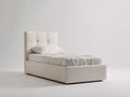 Lit simple - Tissu - 205x104x106 cm - Crème - Moderne