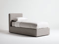 Lit simple - tissu - 205 x 100 x 105 cm - gris clair - style moderne rembourré