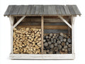 Abri à bûches-Bois-185x78x154 cm-Blanc-Gris-Marron-Style rustique