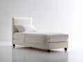 Lit simple - Tissu - 205x99x105 cm - Crème - Moderne