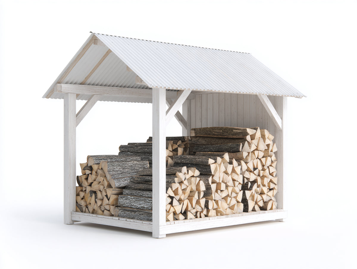 Abri à bûches-Bois-170x100x190 cm-Blanc-Style traditionnel