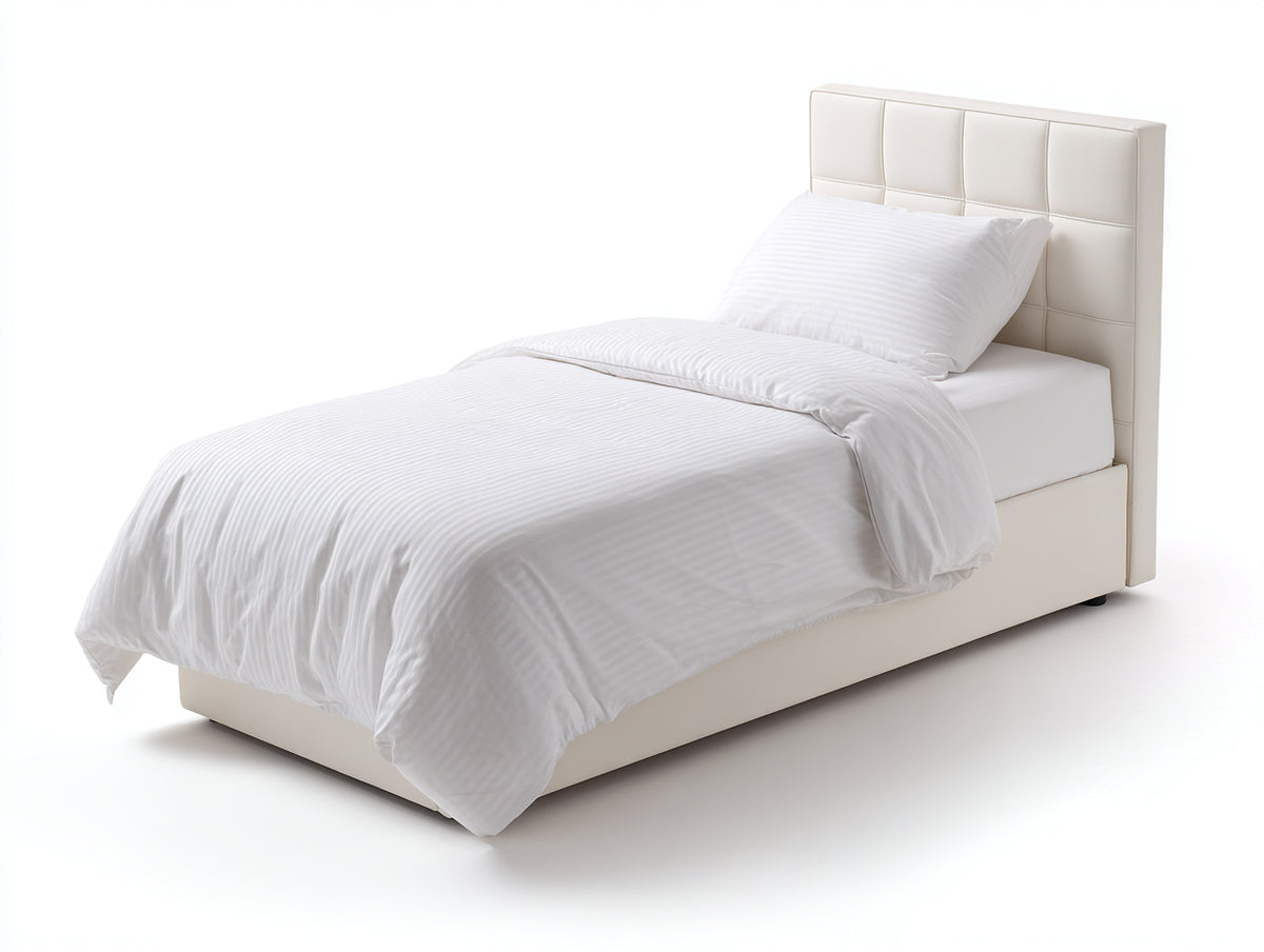 Lit simple - Similicuir - 203x100x105 cm - Ivoire - Moderne