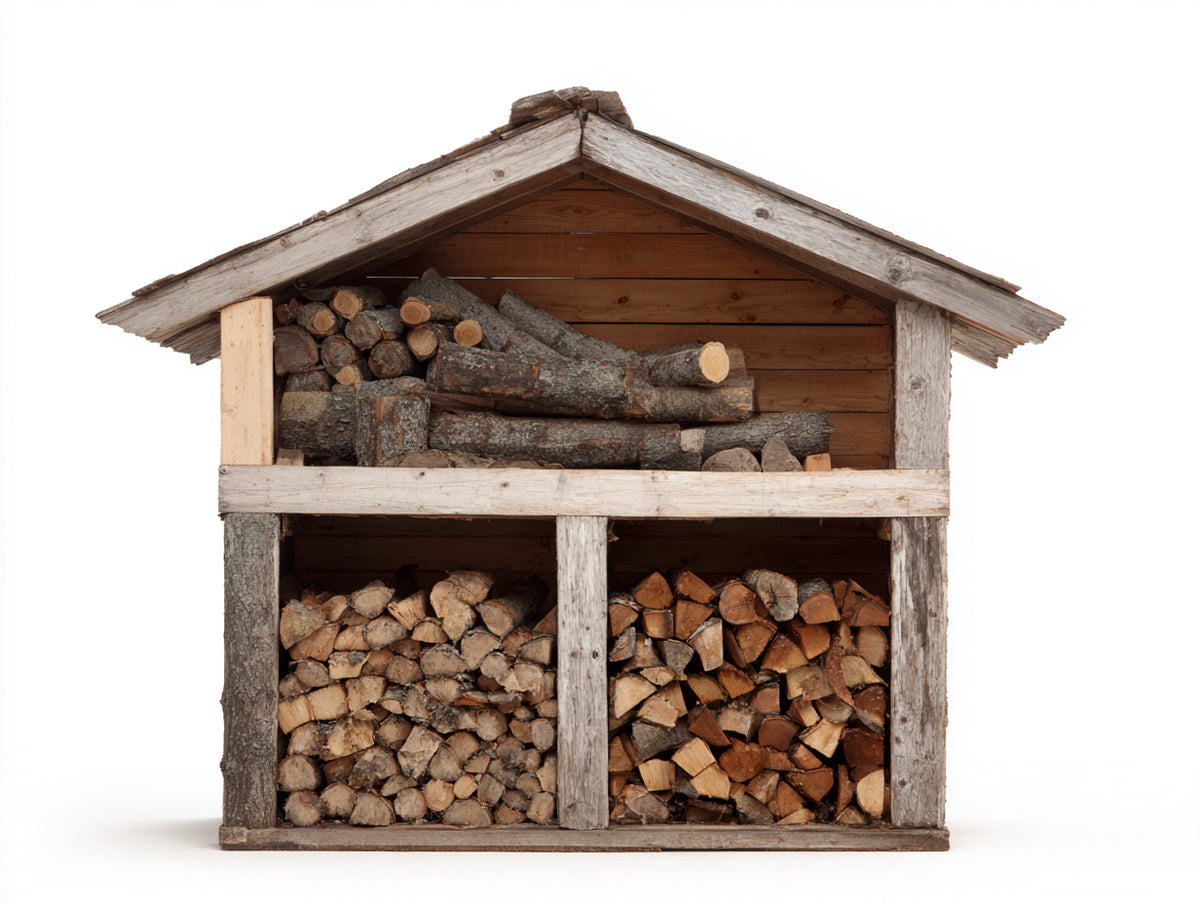 Abri à bûches-Bois-168x80x176 cm-Bois naturel-Marron-Style chalet