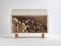 Abri à bûches-Bois-145x68x128 cm-Blanc-Bois naturel-Style minimaliste