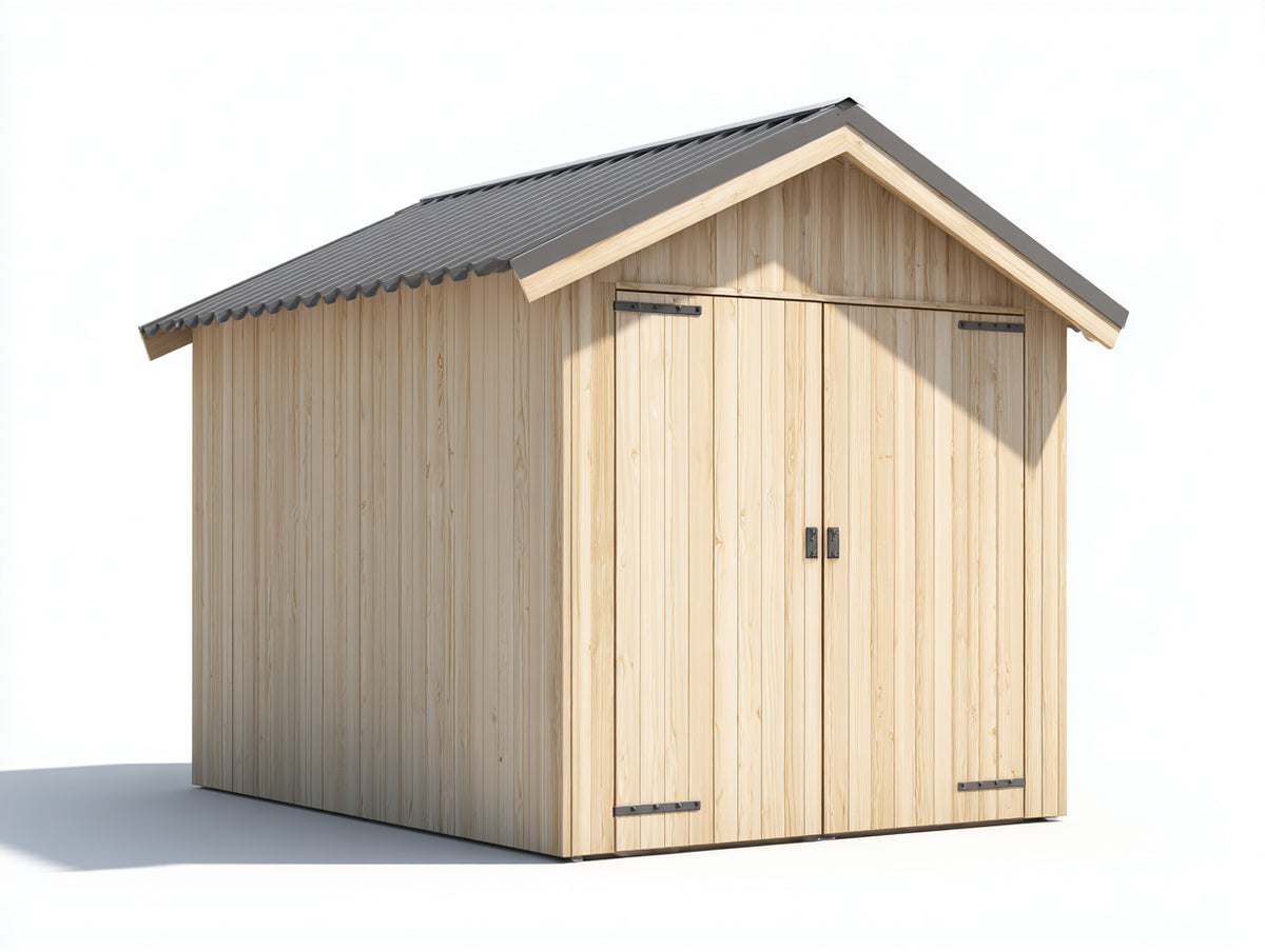 Abri de jardin-Bois-230x180x235 cm-Bois naturel-Gris foncé-Style classique