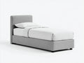 Lit simple - Tissu - 205x104x98 cm - Gris clair - Moderne