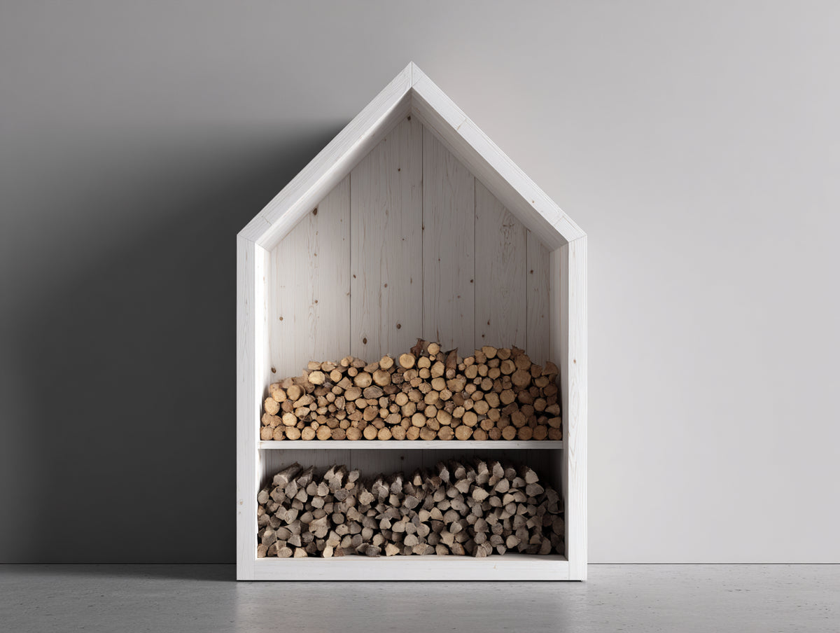 Abri à bûches-Bois-145x65x205 cm-Blanc-Style minimaliste