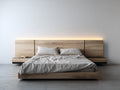 Lit double - Panneaux de bois - 220x220x90 cm - Chêne clair-Noir - Moderne minimaliste