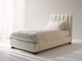 Lit simple - Similicuir - 204x104x110 cm - Crème - Moderne