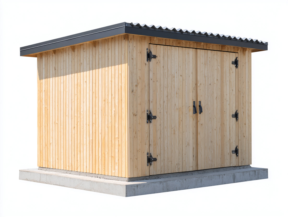 Abri de jardin-Bois-260x200x225 cm-Bois naturel-Gris anthracite-Style contemporain