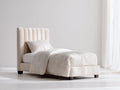 Lit simple - Similicuir - 205x104x112 cm - Crème - Moderne
