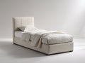 Lit simple - Tissu - 205x103x104 cm - Beige - Moderne