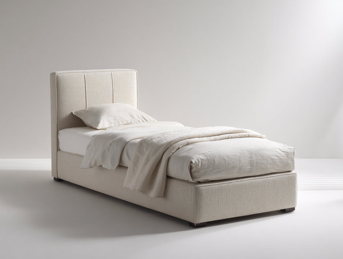 Lit simple - Tissu - 205x103x104 cm - Beige - Moderne