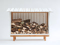 Abri à bûches-Bois-160x70x148 cm-Blanc-Bois naturel-Style rustique