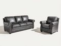 Ensemble de canapés - Cuir - 211 x 91 x 94 cm - Gris anthracite - Classique clouté