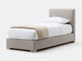 Lit simple - Tissu - 205x104x102 cm - Grège - Moderne